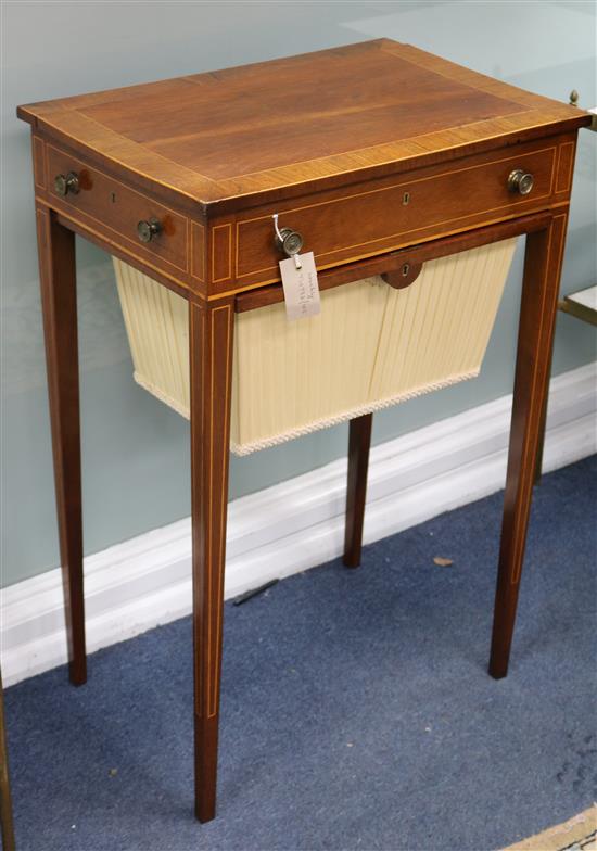 A George III partridge wood and rosewood banded writing / combination work table W.51cm